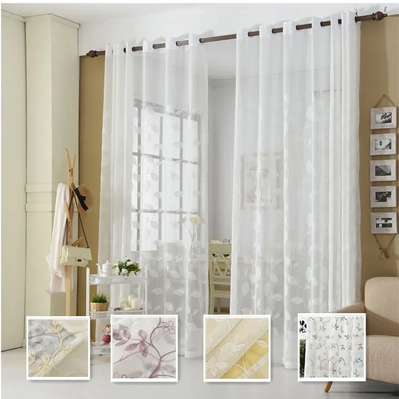 {byetee} Modern Embroidered Tulle Curtains Gauze Tulle Kitchen Sheer Voile Organza curtains For Living Room Curtains Custom Made