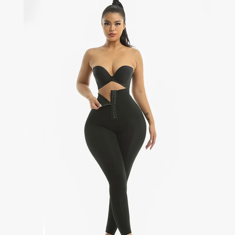 Double Breasted Abdominal Hip Raise High Waist Stretch Yoga Leggings Waist Trainer Shapewear Butt-lifting  Compression Pants