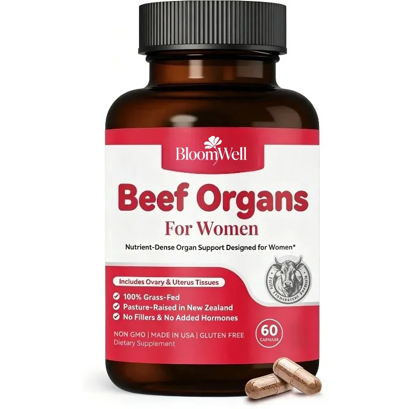 1000mg New Zealand Beef Organ Supplement for Women's Health and Energy Support, 60 Capsules