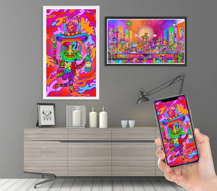 WiFi 43 Inch Digital Photo Frame Thin Wall Mount Wood Display Kiosk with Video Playback MP3 Audio Format Digital Art NFT Frame