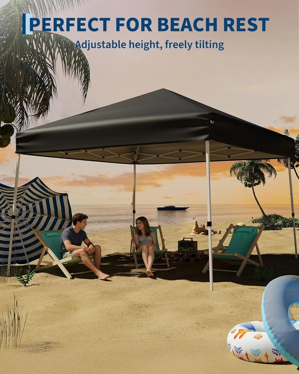 Carpa de Jardín Instantánea de 10x10 Pies con Patas Inclinadas, Carpa Plegable con Bolsa de Transporte, Gazebo Portátil para Patio, Terraza, Jardín, Playa - Cubierta de Carpa de 8x8 Pies