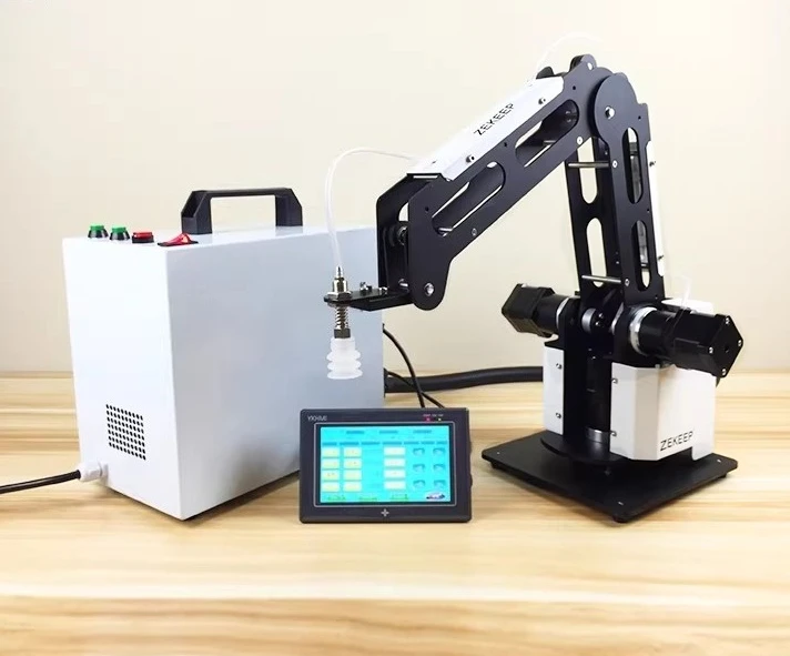 Desktop small industrial three-axis robot arm teaching device PLC robot open source control online sorting robot