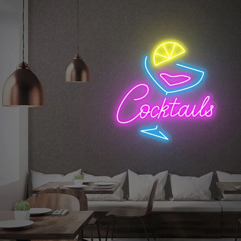 Imagem -03 - Neon Sinais de Cocktails Luzes Led Sign Lâmpada Decorativa de Parede Bar e Clube Hotel Pub Café Sala de Café Sala Adolescente Festa