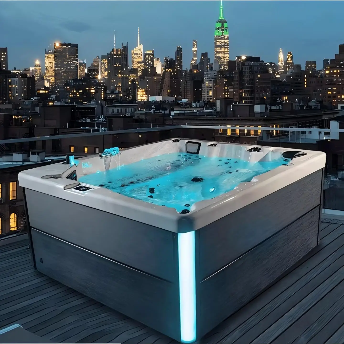 حوض سبا جاكوزي الذكي الدوامة المحمول في الهواء الطلق حوض استحمام ساخن داخلي مع تدليك ركوب الأمواج في الهواء الطلق حوض استحمام للتدليك الهوائي والماء النفاثة #1