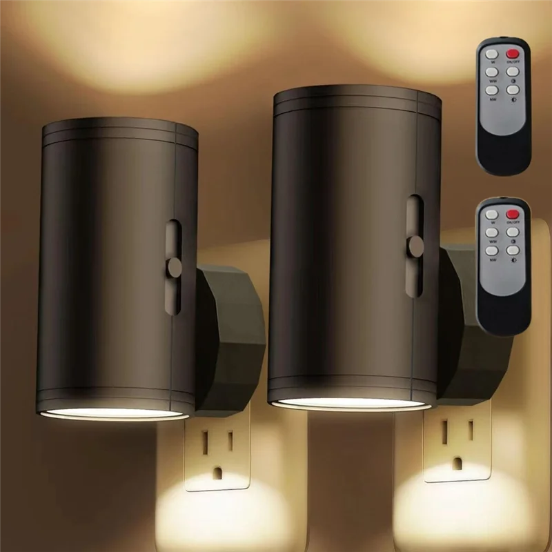 

F-T LED Night Lights Plug Into Wall 3 Colors With Remote Control Dimmable Night Lights For Hallway Bedroom Stairs EU Plug