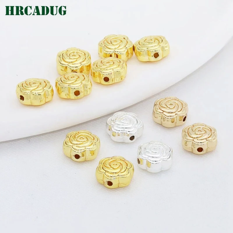 

18K Gold Plated Beads To Make Bracelets Flower Bead For DIY Jewelry Making Supplies Necklace Beaded Accessories Separating Beads