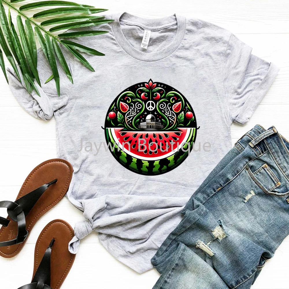 Funny Watermelon Shirt This Is Not A Watermelon College T-shirts Love and Peace Printed Clothing Graphic Tee Tops Arabic Gifts