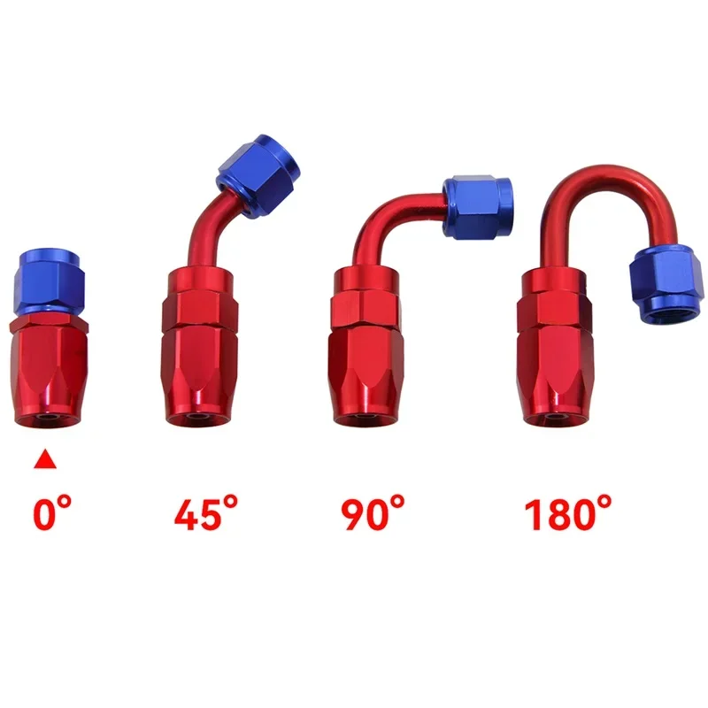 1 PCS AN4/AN6/AN8/AN10/AN12 Push on Lock Hose Barb 0°/45°/90°/180° Degree Swivel Oil Fuel Line Hose End Fitting Straight Adapter