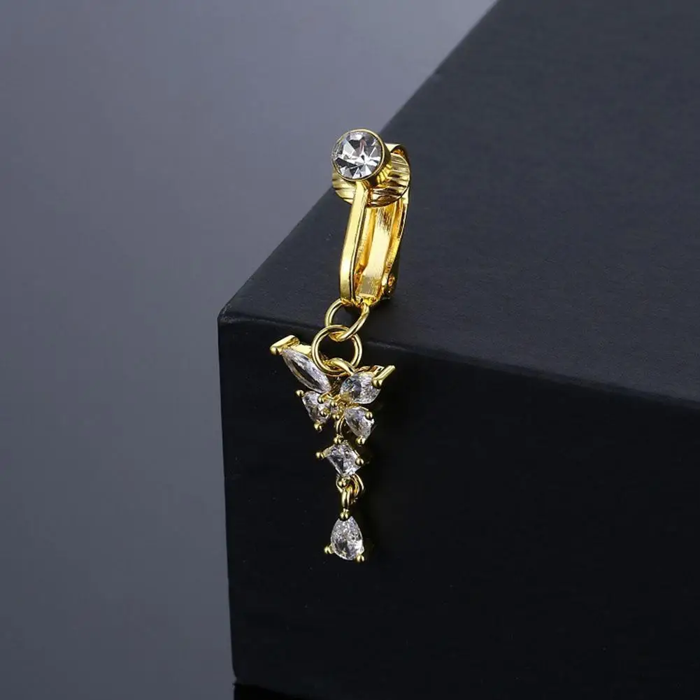 1pcs Fake Belly Button Rings, Pack Stainless Steel Pierced Belly Piercing Faux Piercing No On Non Jewelry Clips Navel Rings J7g1