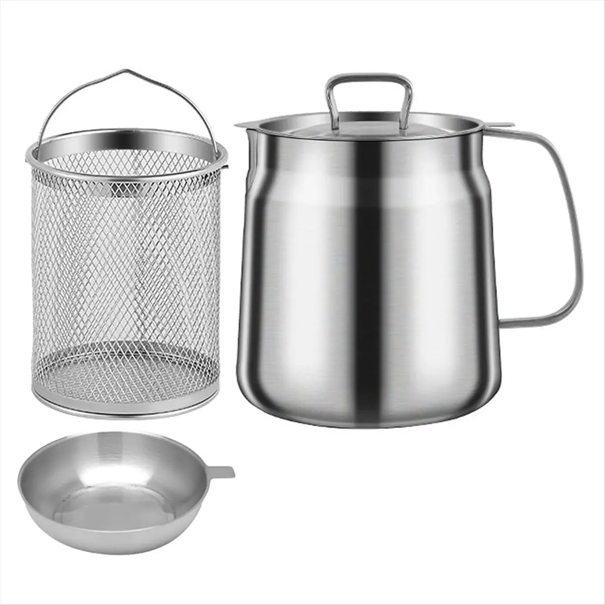 ABNH 1.5L 304 Stainless Steel Versatile Oil Filter Tank Stainless Steel Oil Filter Pot Multi-Functional Oil Filter Tank