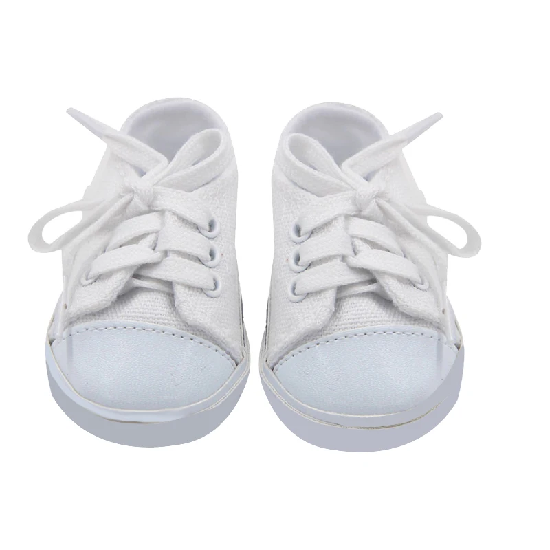 Zapatillas de lona con cordones para niña y niña, zapatos de moda para muñeca, accesorios para muñecas, cabeza redonda, 18 pulgadas