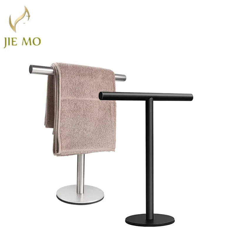 304 Stainless steel floor stand vertical towel bar kitchen toilet countertop floor towel rack no hole home place hook