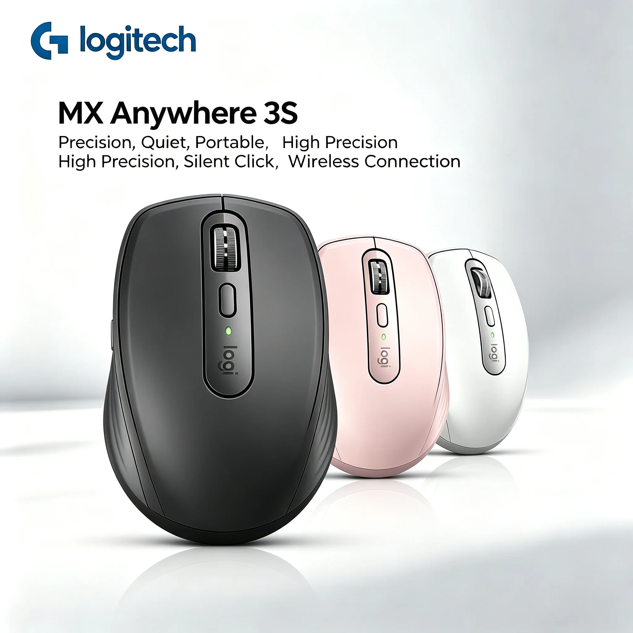 Logitech MX Anywhere 3S Wireless Computer Mouse, Quiet Click, Rechargeable, For Notebook Mac Chromebook