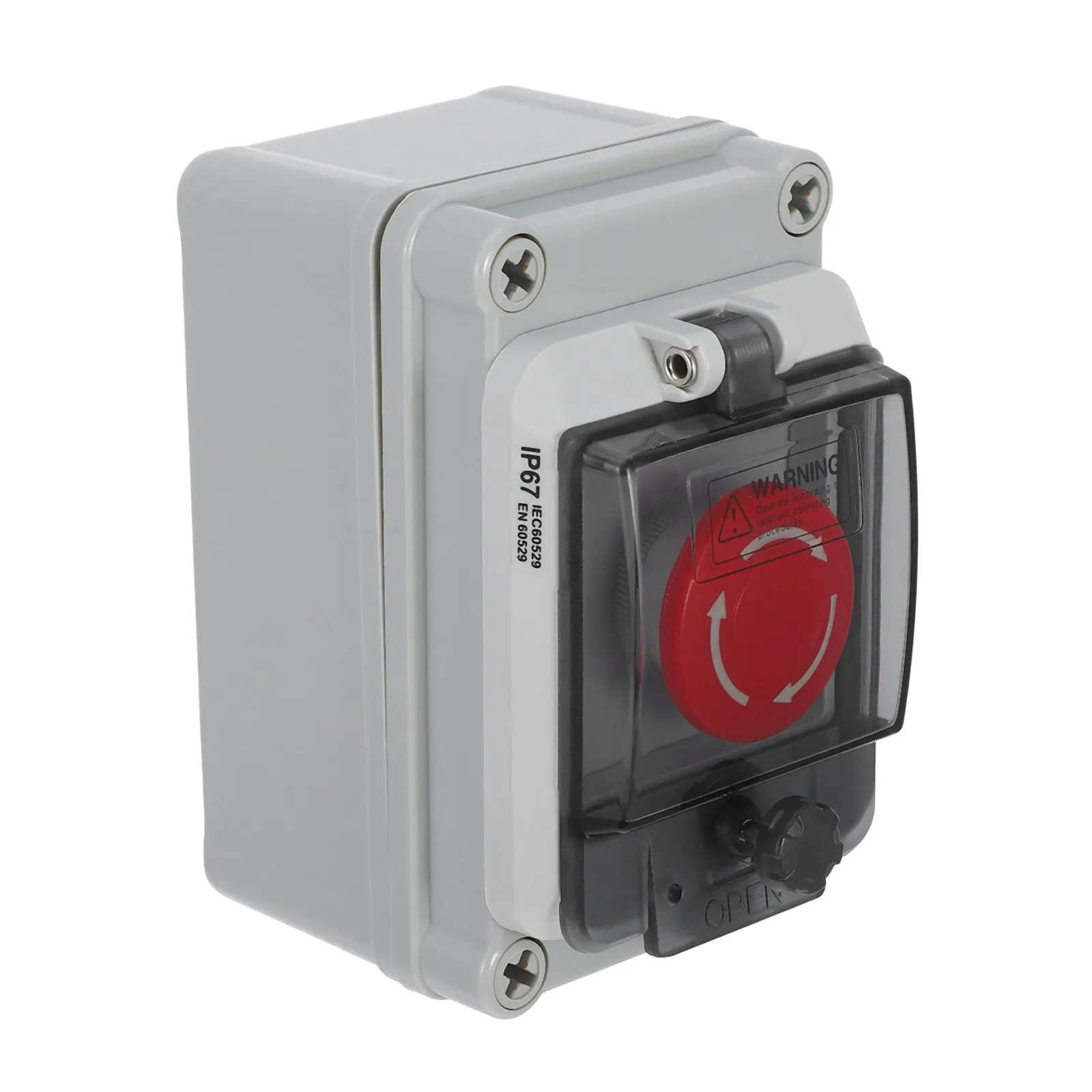 Waterproof Outdoor Button Box with Emergency Stop Start Stop Control Switch Red Mushroom Push Button Latching Waterproof