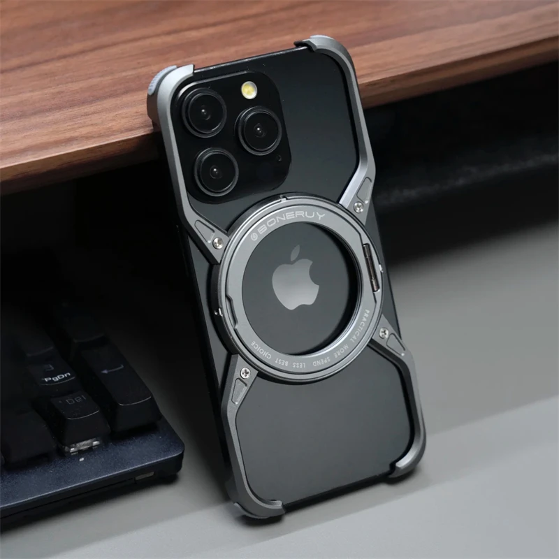 

Metal Frameless Magsafe Magnetic Holder Phone Case For iPhone 16 15 14 13 Pro Max 16promax Aluminum Alloy Frame Shockproof Cover