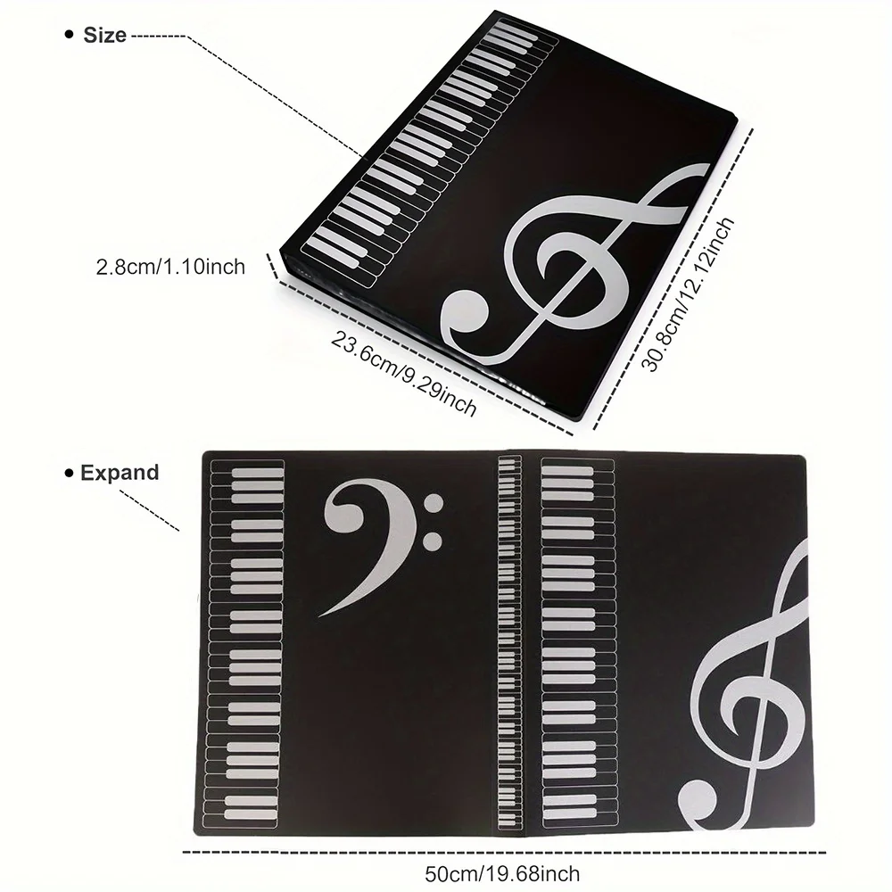 40-Pocket Double-Sided Guitar Sheet Music Folder for 80 Pages A4 Size Sheet