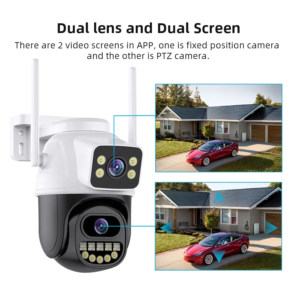 Imagem -02 - Câmera ip de Lente Dupla ao ar Livre com Tela Dupla Rastreamento Automático Proteção de Segurança Vigilância Cctv 4k 8mp Ptz Wifi hd Icsee