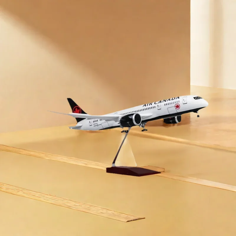43cm Airplane Model Resin B787 Canada Airways 1/130 Scale Aircraft Diecast With LED Lights And Wheel Aviation Collection Display