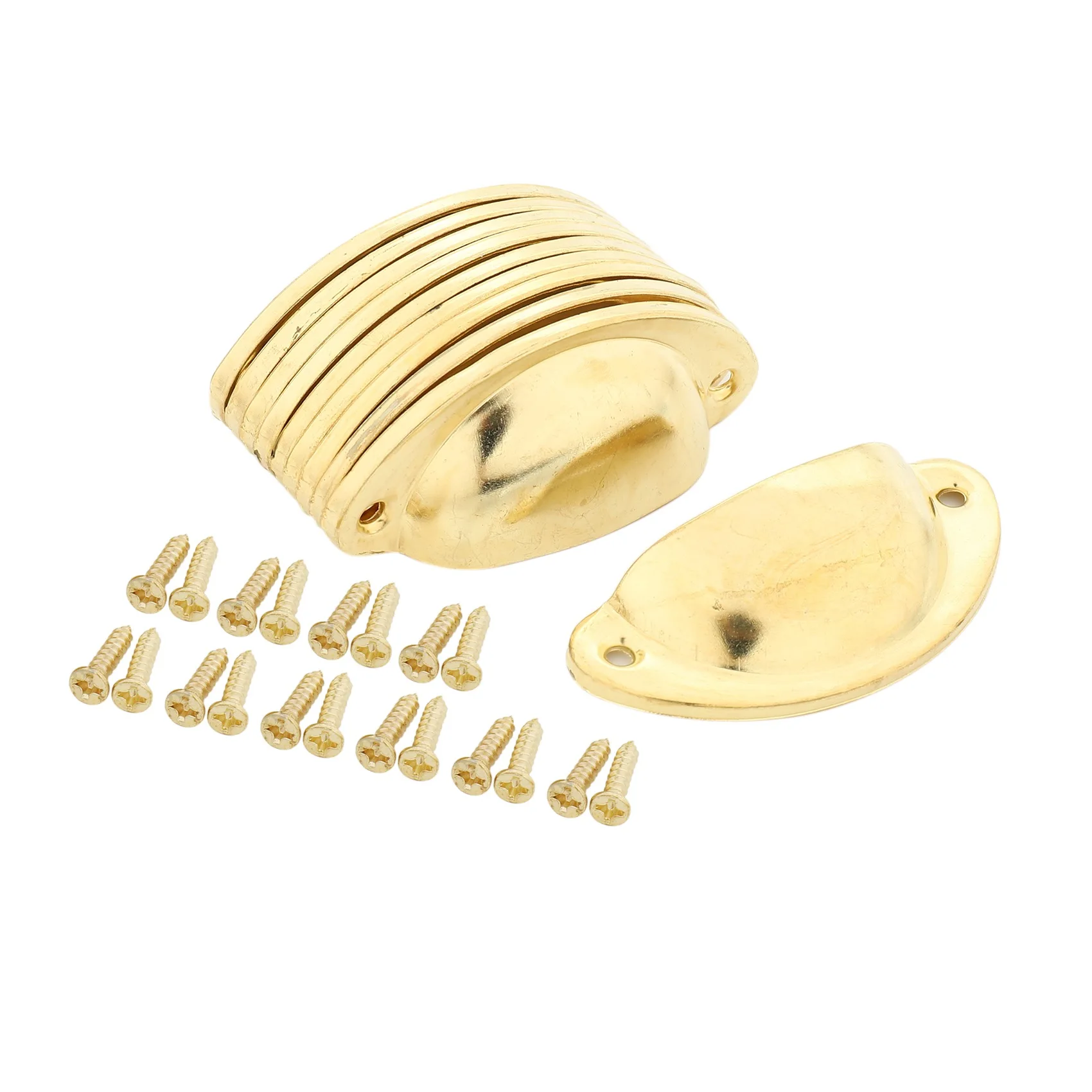 B23B Cup Drawer Pull Kitchen Cabinet Handle Gold Tone, 66Mm Hole Centers, 10 Pack