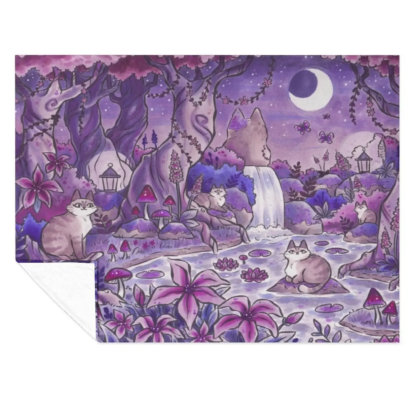 

Magical Cat Glade Throw Blanket Winter beds Blankets Sofas Of Decoration Soft Custom Blankets