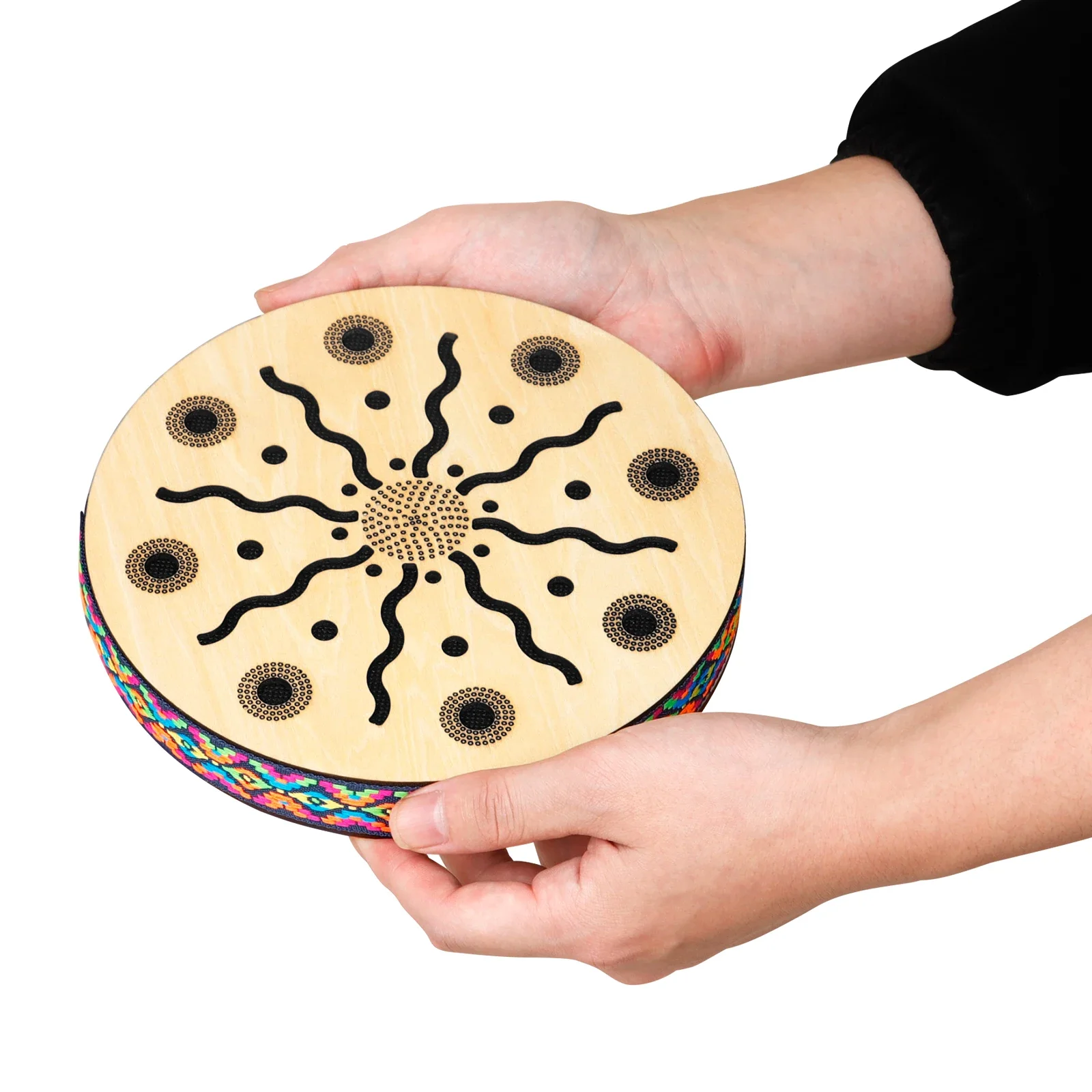 M MBAT 8 inch Stream Drum Sun Pattern Sound Therapy Instrument Imitates Stream Water Sound Drum Orff Early Education Instrument