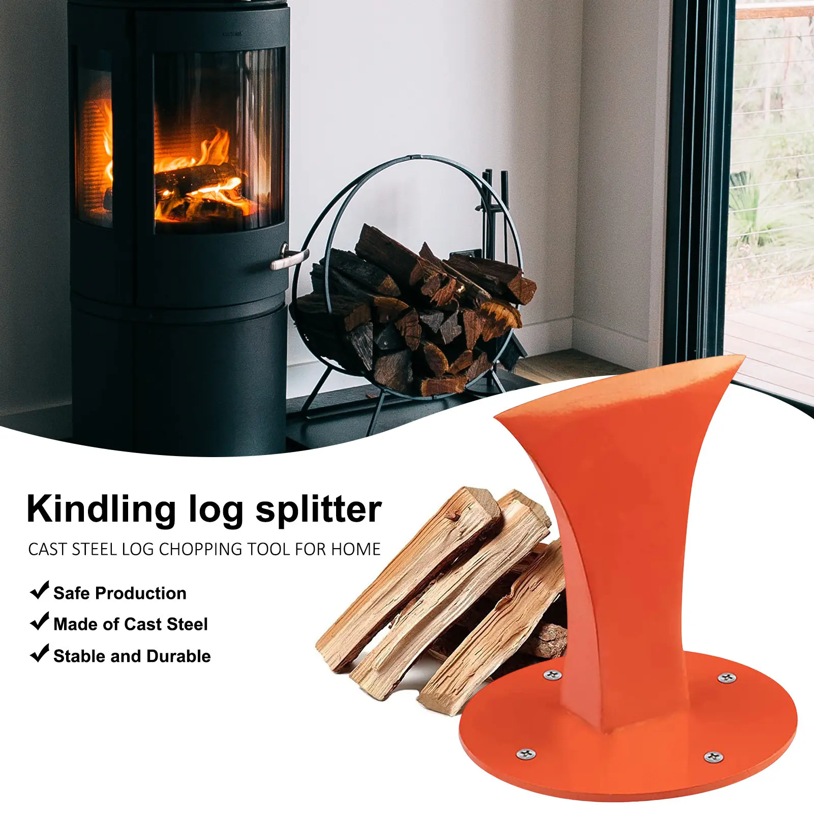 ไม้ Kindling SplitterManual Log Splitter Wedge ฟืน Kindling Splitter สำหรับเตาไม้เตาผิงและ Fire Pits Wedge ด้วยตนเอง