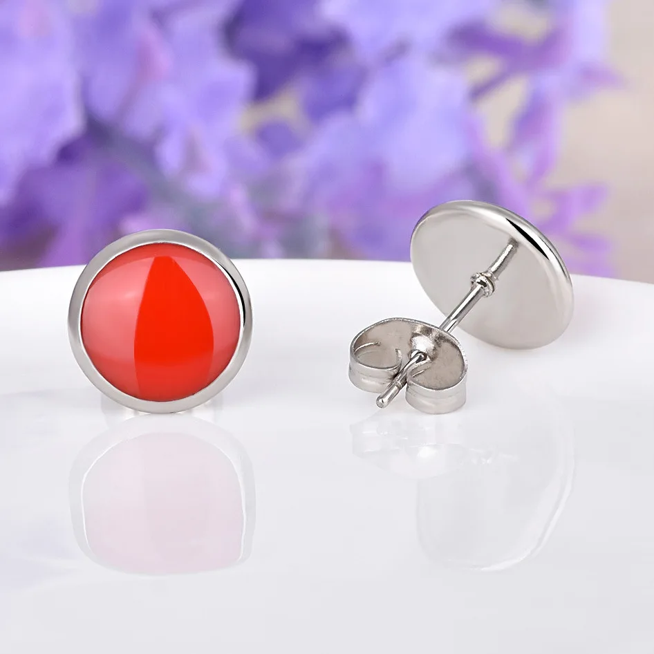 

Buyee 925 Sterling Silver Female Stud Earring Acrylic Simple 10mm Round Earring for Women Fashion Rock Punk Fine Jewelry Earring