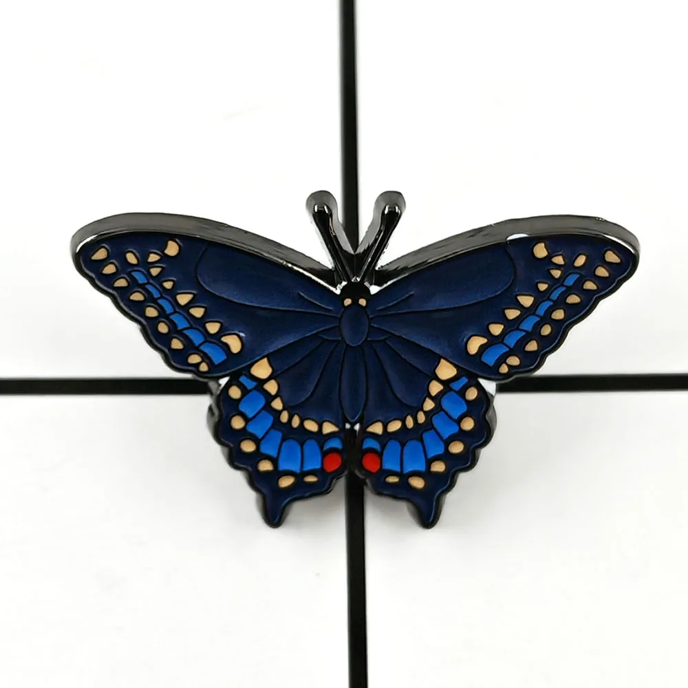 Black Swallowtail Butterfly Brooch Simulated Insect Enamel Pin Original Design Butterfly Badge Creative Animal Shaped Pin Gift