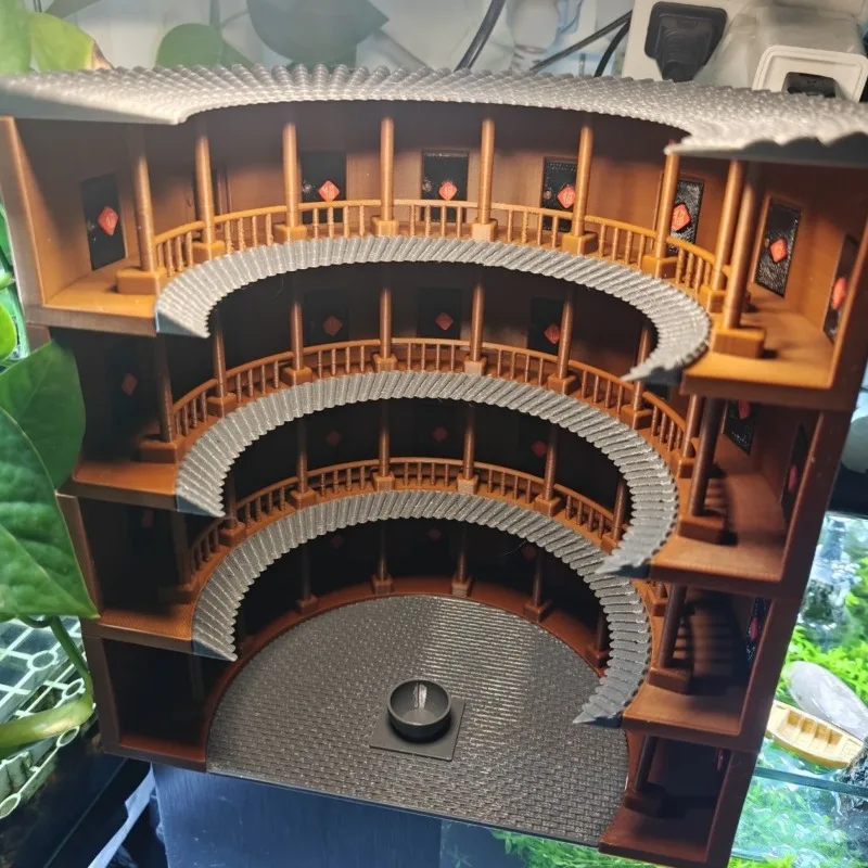 Tulou model ancient fish tank, desktop betta tank, high-value retro building fish tank 1