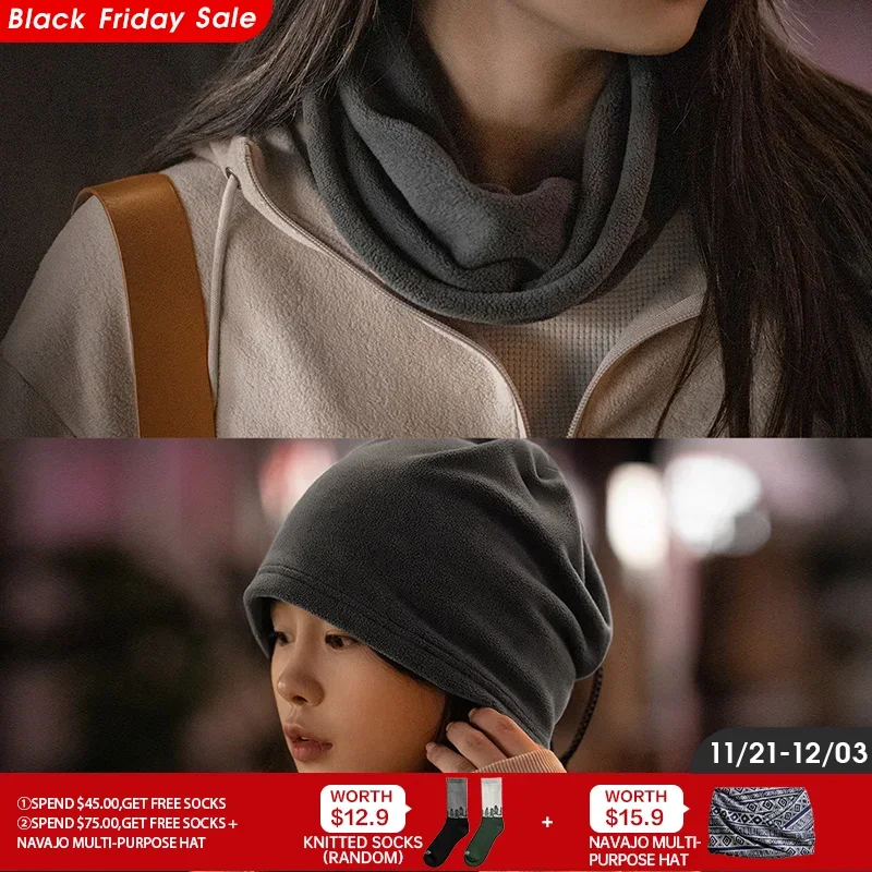 Maden Multifunctional Fleece Scarf for Women Fall and Winter Warm Windproof Mask Elastic Drawstring Hat Soft and Comfortable Hat