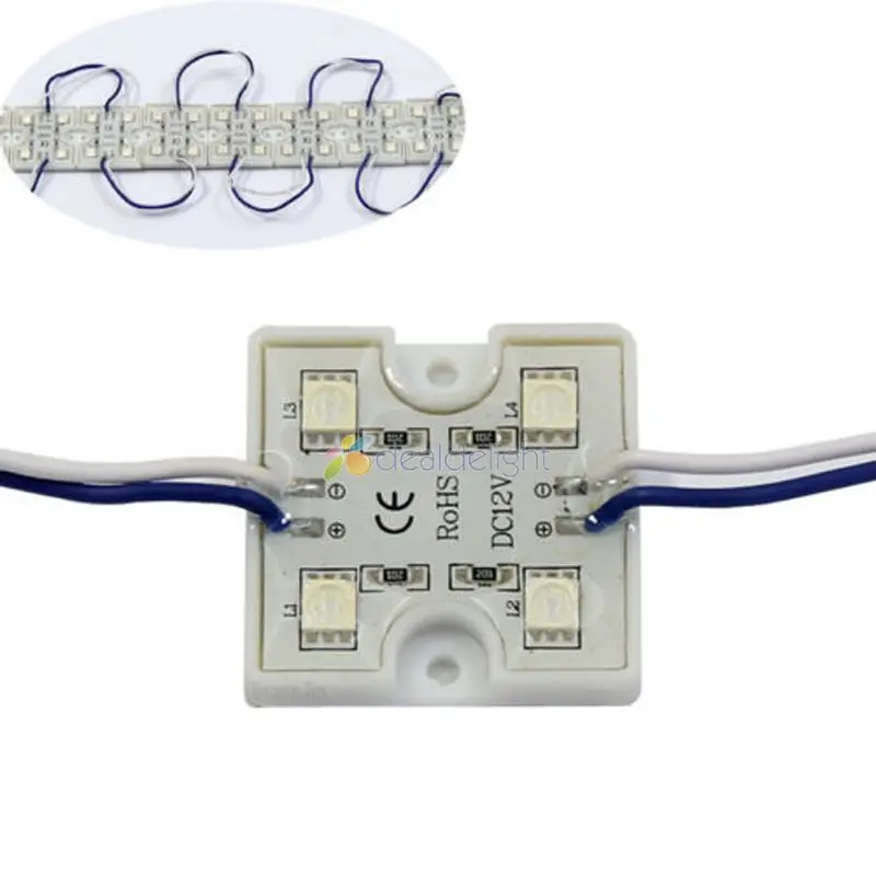 20pcs 5050 SMD 4 Leds LED Module Cool White /Warm White /Red/ Blue/ Green Waterproof DC12V  For LED Signs Advertisements