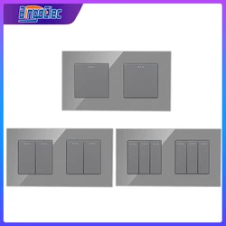 Bingoelec 1/2/3Gang 1Way 2way Push Light Switch Wall Power Switch On Off Switch Button Lamp Switch With Glass Frame Home Switch