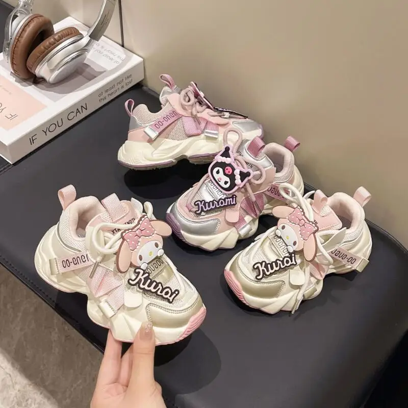 

Hot Sanrio Girl Kuromi Kawaii Fashion Outdoors Casual Shoes Student Spring and Autumn Seasons Anime Cartoon Child Clunky Sneaker