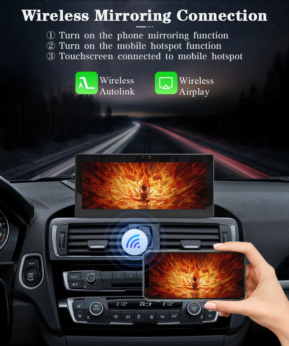 AUTOTOP 10.25'' 8+128G 1920*720P Car Gesture Control Screen Carplay Android Auto For BMW X3 F25 CIC NBT 2011-2017,BT 4G LTE WIFI