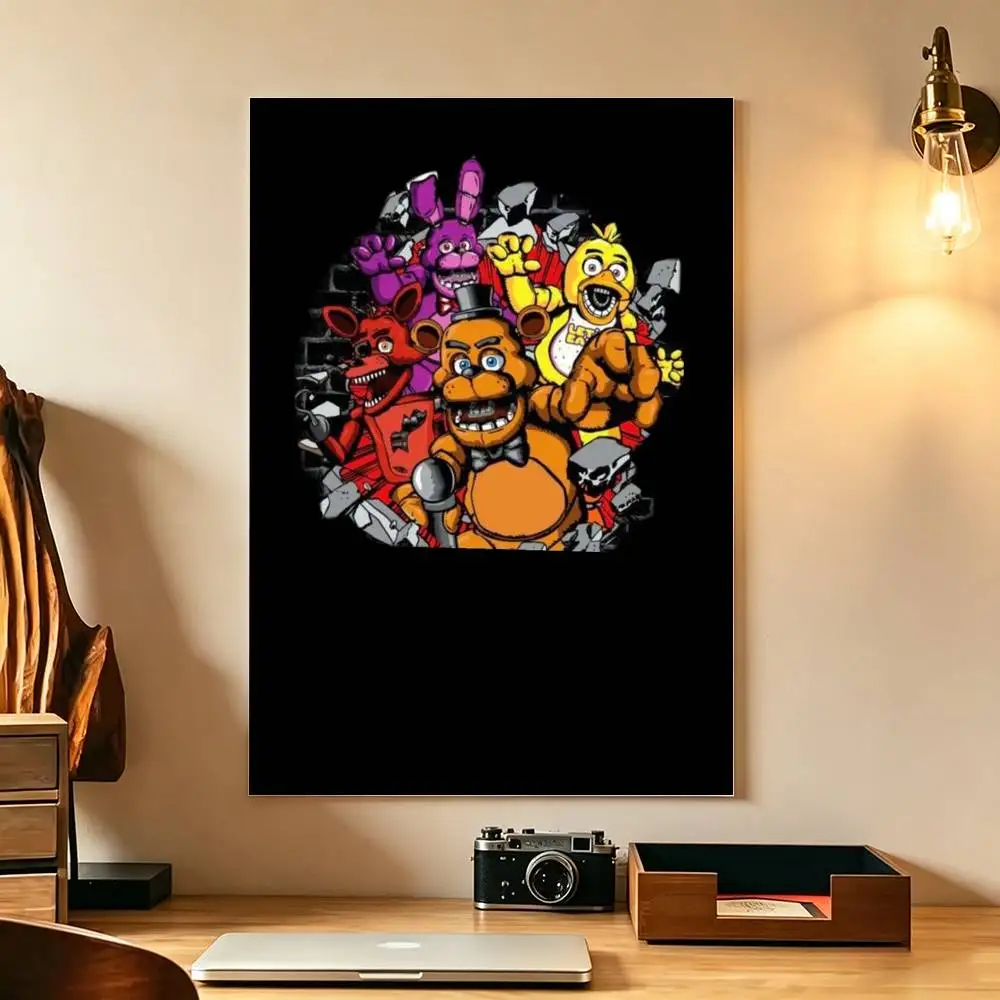 top cute game FNAF  Poster Waterproof Wall Art Sticker For Bar Living Room Vintage Decor High Quality Print Gift