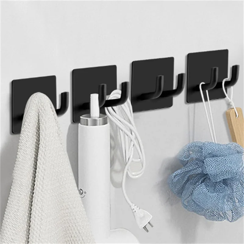 Adhesive Wall Hooks Bathroom Fixture Bathroom Hardware Robe Hooks Multi-Purpose Household Towel Key Holder