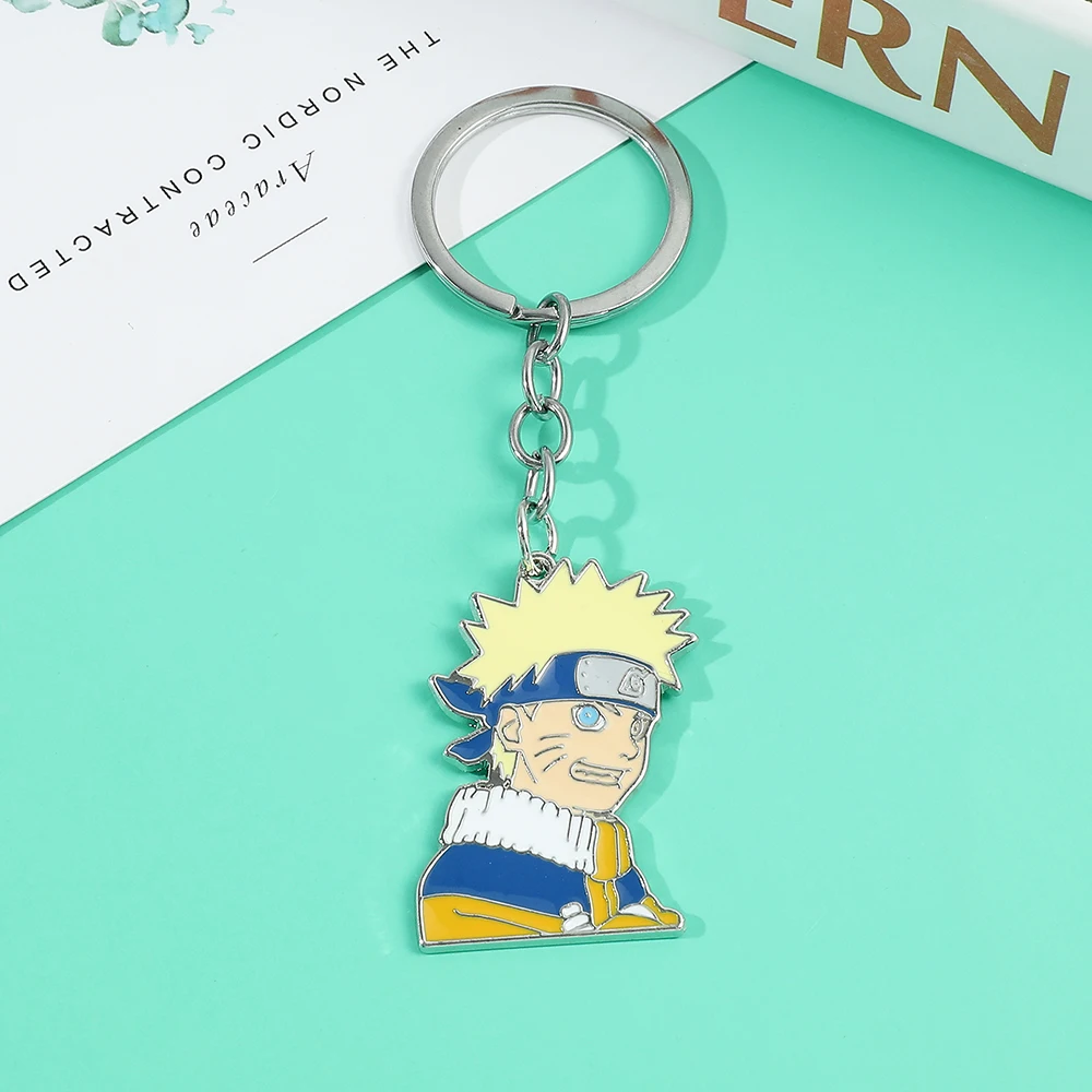 Chaveiro de Anime com Figura de Desenho Animado Uzumaki Naruto, Pingente de Metal, Chaveiro para Carro e Mochila, Acessórios de Joias, Presentes