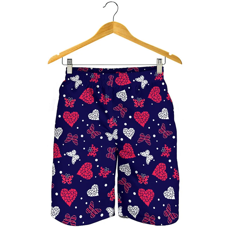 

Cartoon Love Heart Graphic Short Pants For Men Women 3D Printed Beach Shorts Summer Oversized Swim Trunks Cool Surf Board Shorts