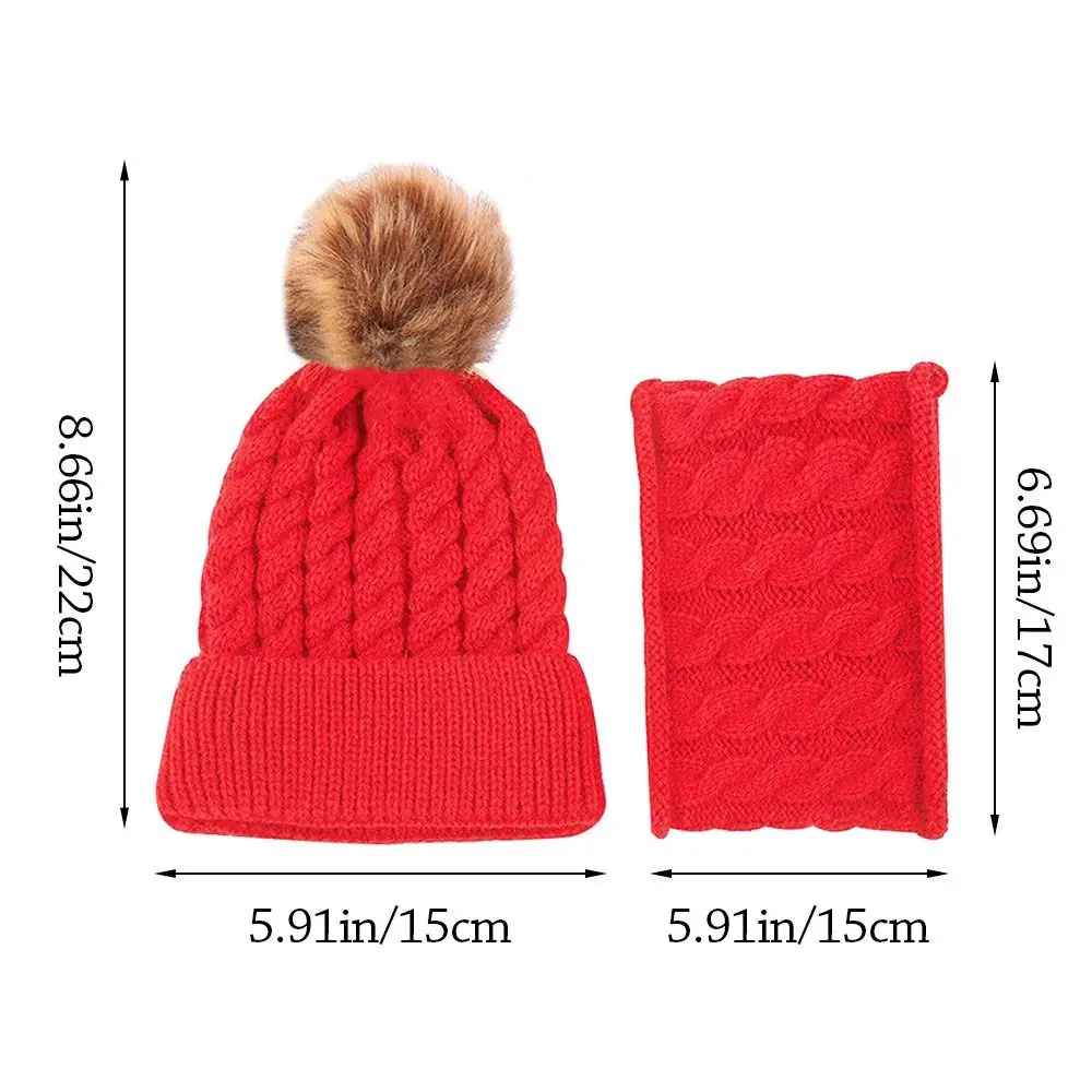 2Pcs/Set Winter Ear Protection Children Hat Scarf Set Thickened Windproof Beanie Caps Soft Warm Knitted Scarf Cap Boys Girls view 6