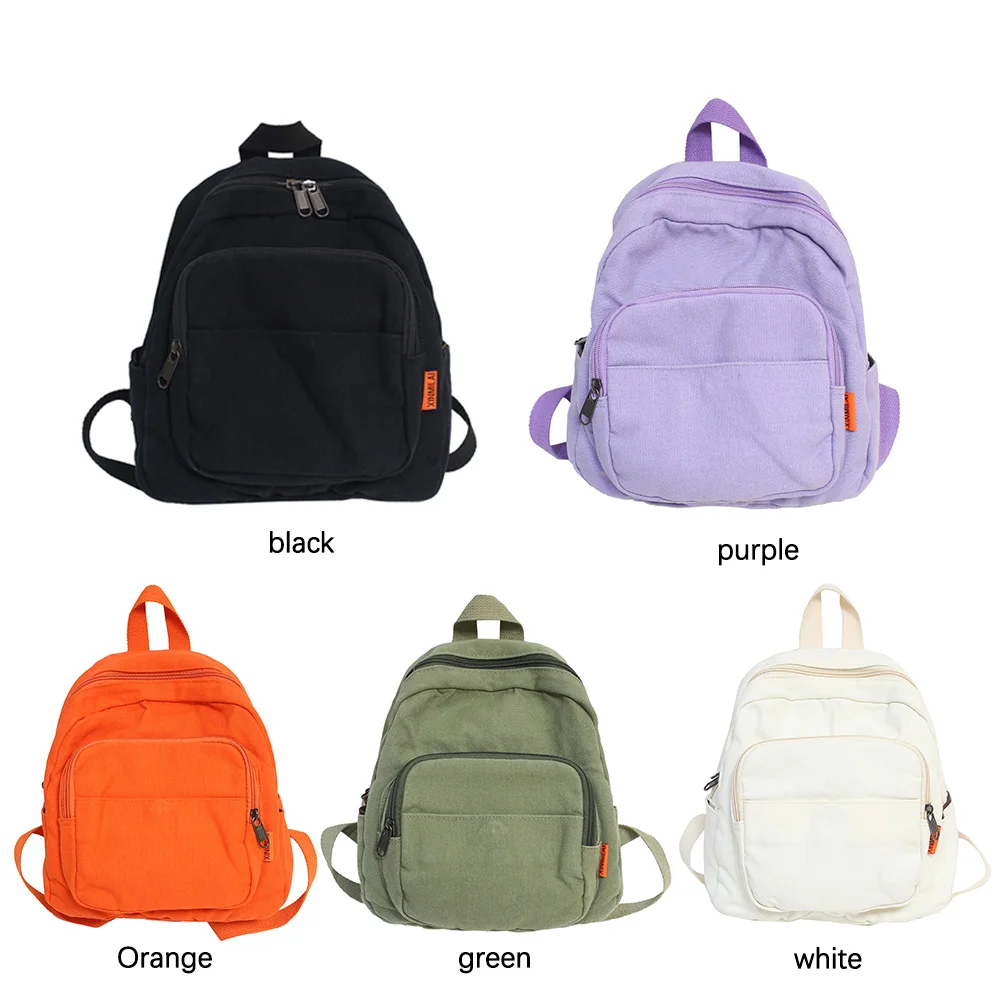 Stylish Female Solid Color Travel Backpacks Large Capacity Student School Knapsacks Ladies Canvas Zipper Rucksacks