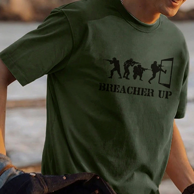 Summer New Hard Man Club BREACHER UP Open Door Series Workwear Short-Sleeved T-Shirt Round Neck Short-Sleeved