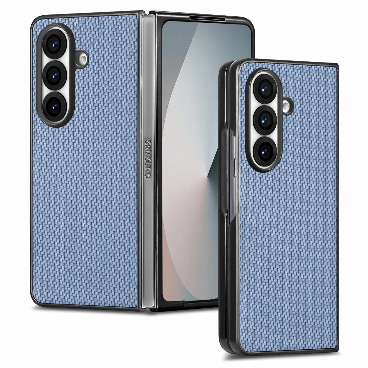 Luxury PU Leather Carbon Fiber Texture Hard PC Phone Cover for Samsung Galaxy Z Fold 7 6 5 4 3 Fold 8 Ultra Shockproof Case