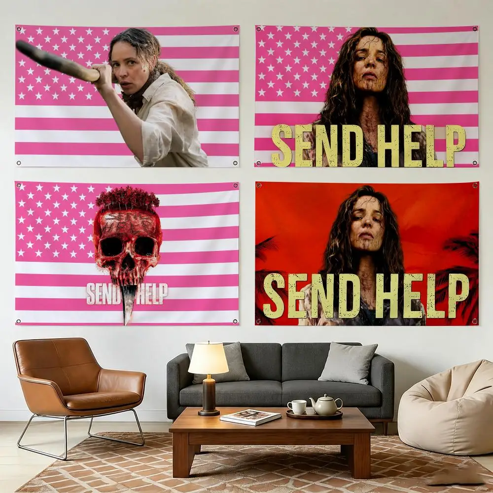 Tv Show S-Send Help Flags Flag Wall Hanging Outdoor Garage Room Decorative Fashion Gift Background