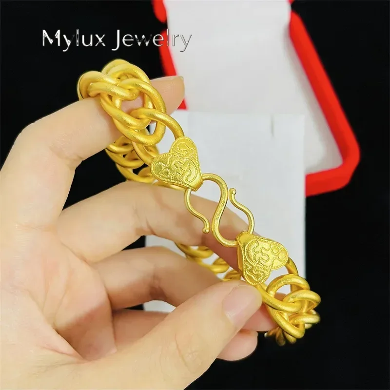 

Mylux Jewelry Luxury men's 24K real gold jewelry men's and women's boss hand-row bracelet au9999 gold cloud pattern hand-plate c