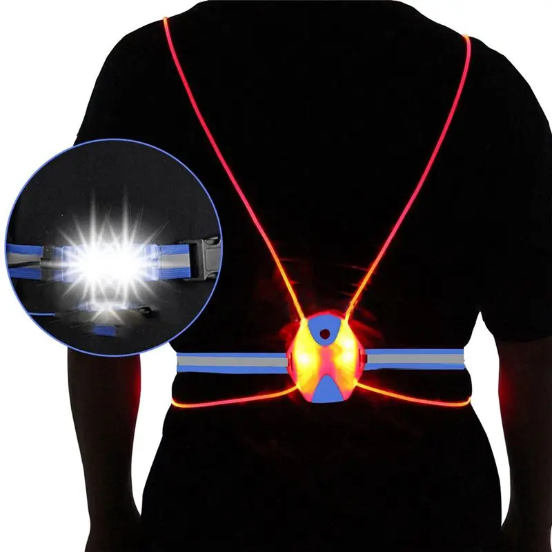 A65G-Night Running Light Reflective Vest LED Chest Lamp USB Charge Camping Fishing Cycling Vest Light