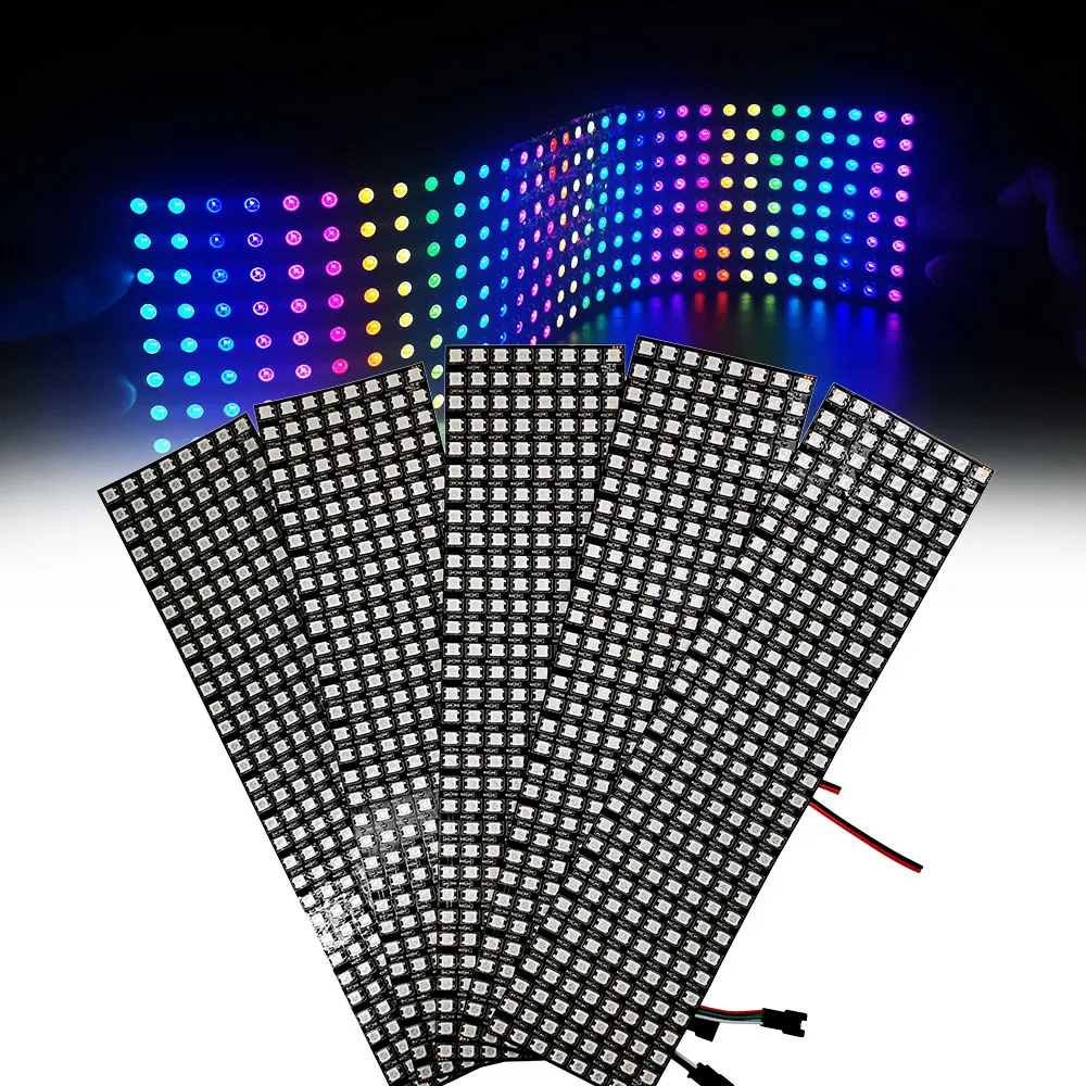 1-10PCS WS2812 Digital Matrix Flexible Screen LED Panel Module Light WS2812B Individually Addressable 5050 RGB IC 64/256Pixel