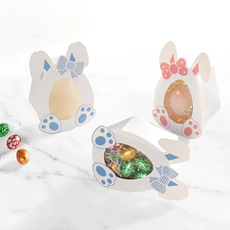 Easter Gift Box with Cute Rabbit Eggs, Candy Snack, DIY Packaging Boxes Happy Easter Decoration Party Favors Supplies 10Pcs 2024