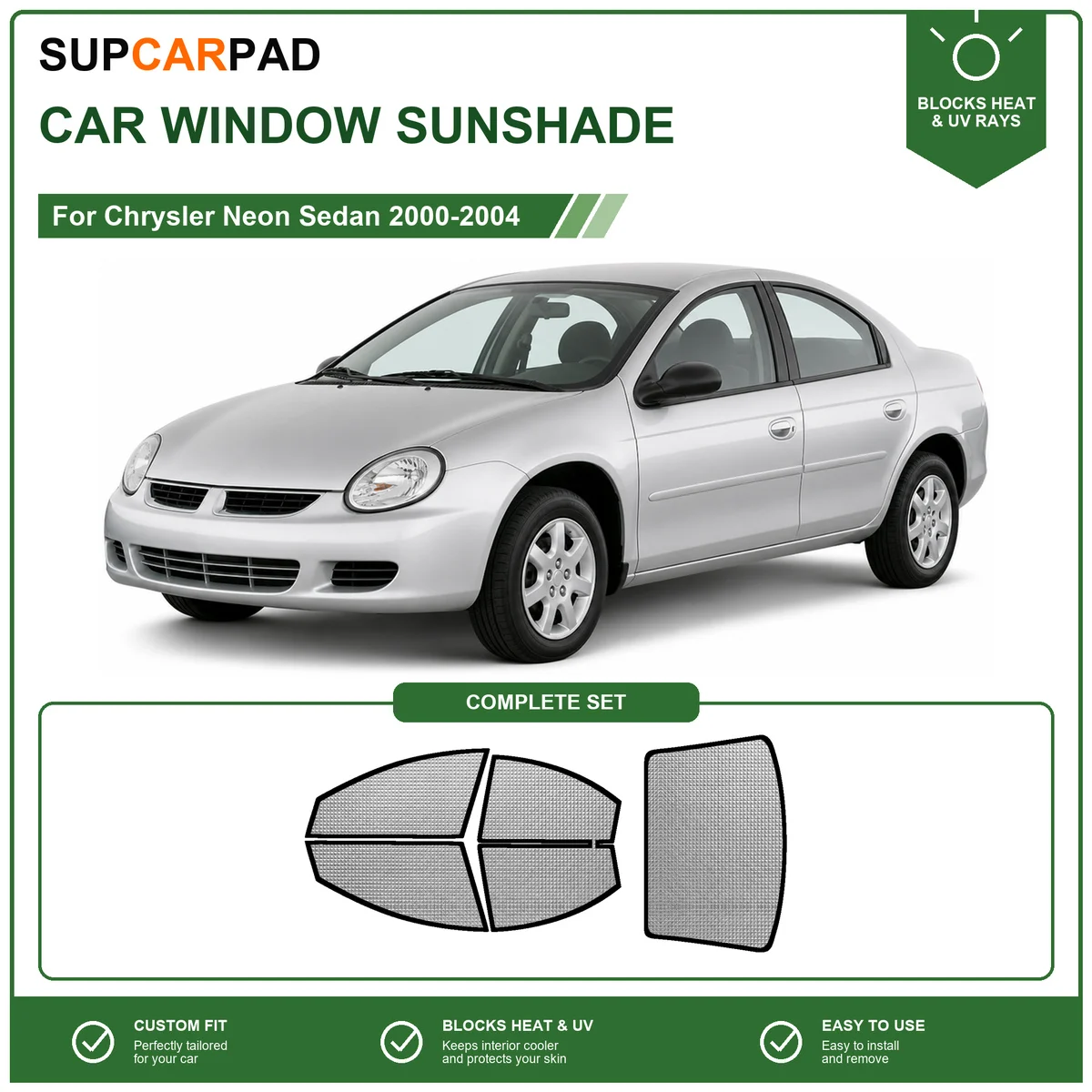 For Chrysler Neon Sedan 2000-2004 Full Set Car Window Sunshades UV Block Privacy Heat Insulated Foldable Car Curtain