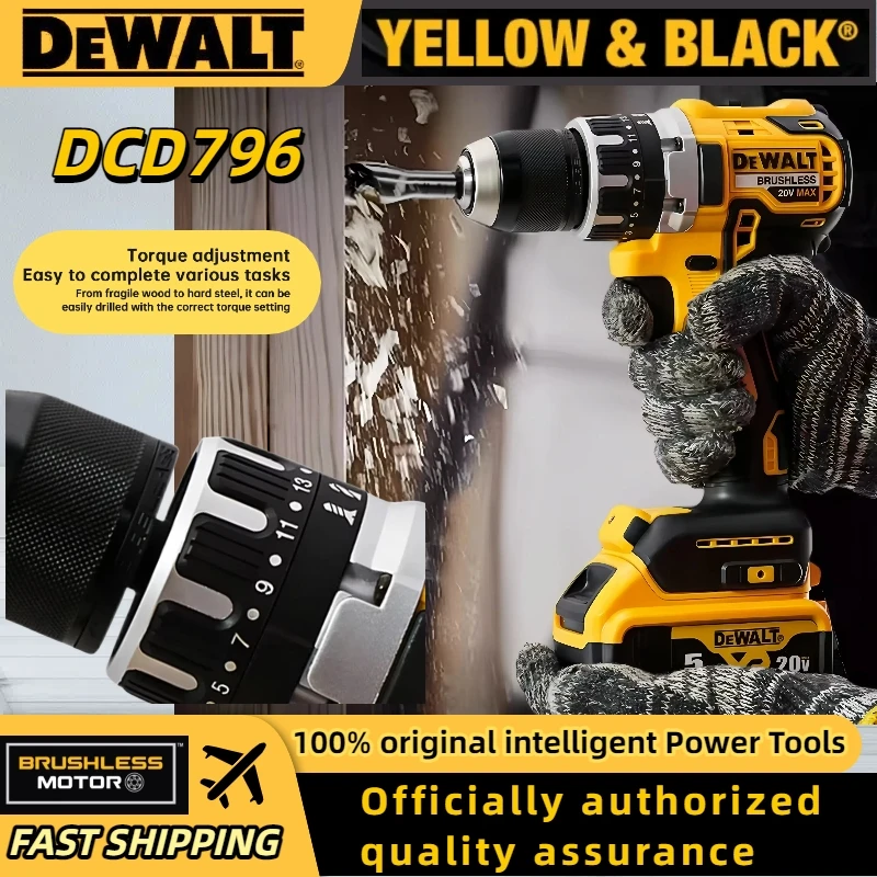 ديوالت DCD796 2000 دورة في الدقيقة أدوات كهربائية قابلة للشحن مثقاب كهربائي لاسلكي بدون فرش سائق قابل للتعديل سرعة تأثير الحفر اليدوي #4