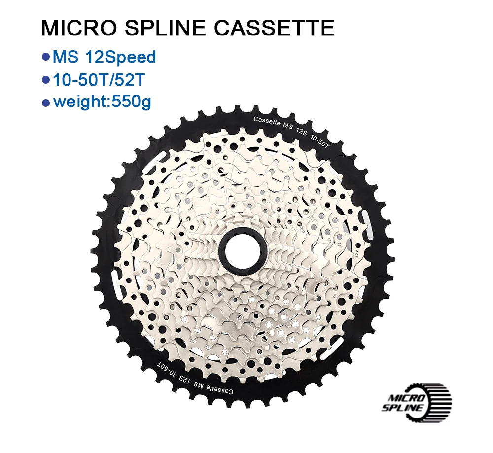 SUNSHINE 12 Gang MS Kassette 10-50T/52T MTB Micro Spline K7 12V Shimano M6100 118 Glieder Kette für M8100 M9000 M9100 Kettenrad – Detail 2